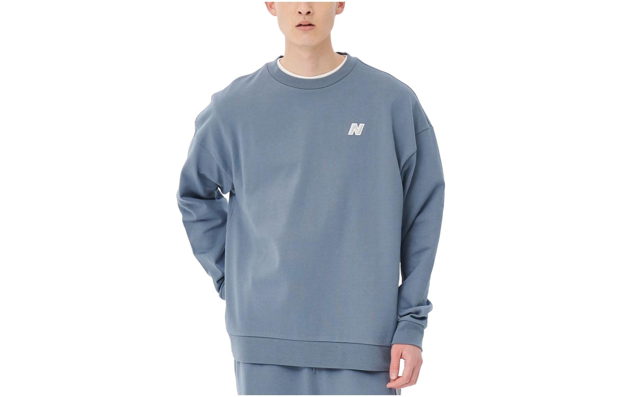 New Balance Unisex Grey Crewneck Sweatshirt with Solid Logo Print AMT35003-AGY