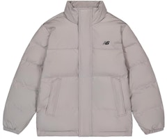 New Balance Unisex Grey Puffer Down Jacket with Zip-Up High Collar. AMJ33340-TAG New Balance Unisex Grey Puffer Down Jacket with Zip-Up High Collar. AMJ33340-TAG