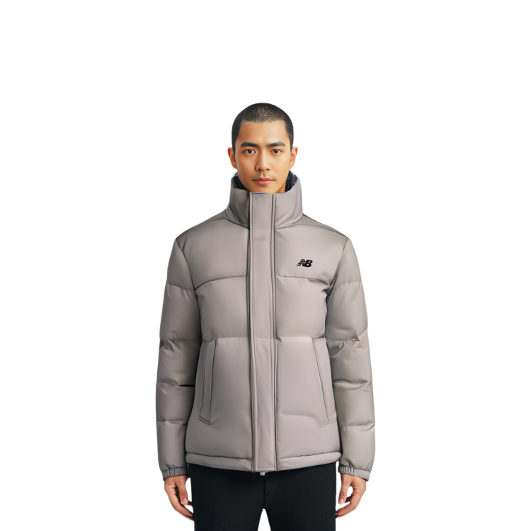 Purchase ニューバランス ユニセックス グレーパフダウンジャケット ジップアップハイカラー付き. AMJ33340-TAG