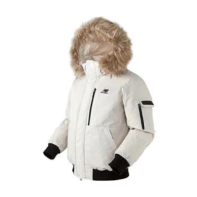New Balance Unisex Ivory White Down Jacket with Detachable Hood Winter Style NBNPA43043-IV