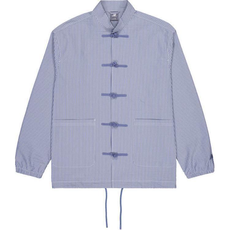 New Balance Unisex White Green Striped Mandarin Collar Jacket Outdoor Casual NAE28013-BL