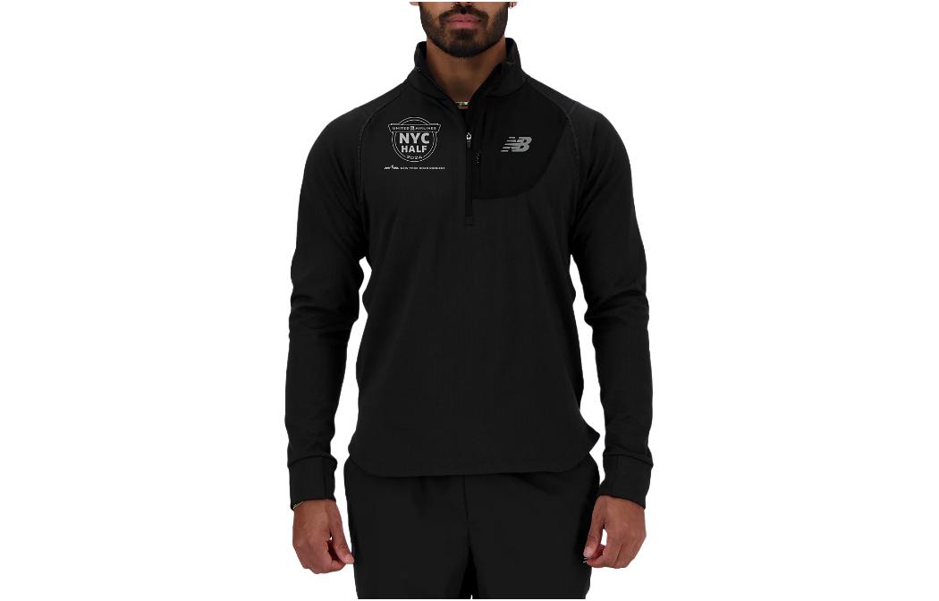 New Balance United Airlines NYC Half Heat Grid Half Zip Jacket Black Mens MT41252C-BK