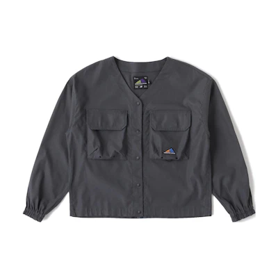 New Balance V-Neck Snap Button Jacket with Logo, Phantom Gray AWJ35018-PHM