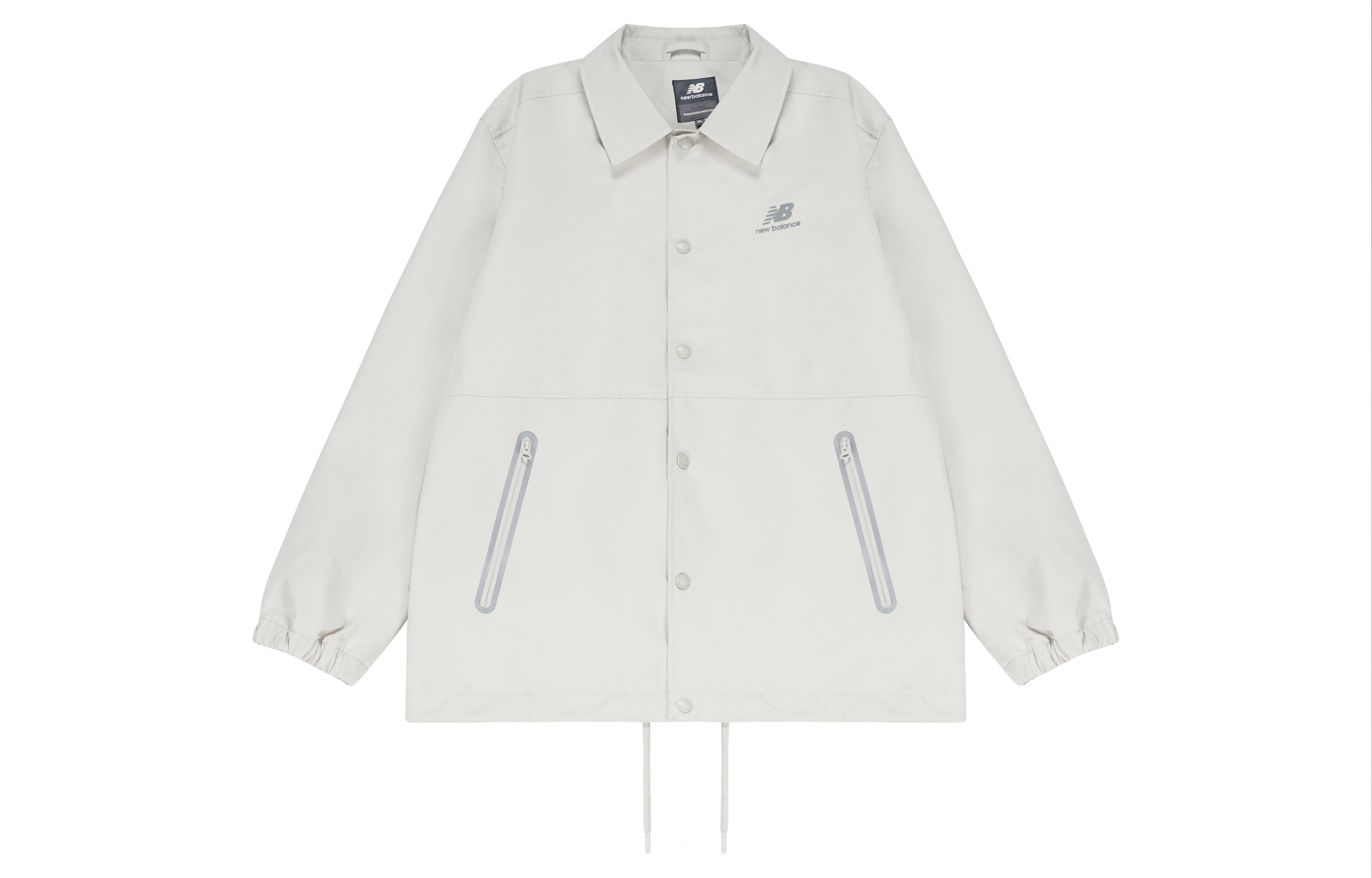 New Balance White Coach Jacket Logo Woven Unisex Fall Collection 5AC39503-LBE