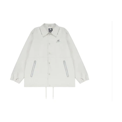 New Balance White Coach Jacket Logo Woven Unisex Fall Collection 5AC39503-LBE