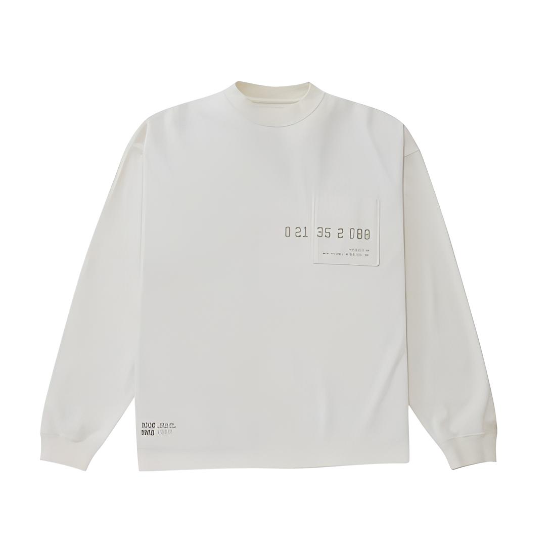 New Balance White Crewneck Long-Sleeve Sweatshirt with Numeric Embroidery AMT35104-SST