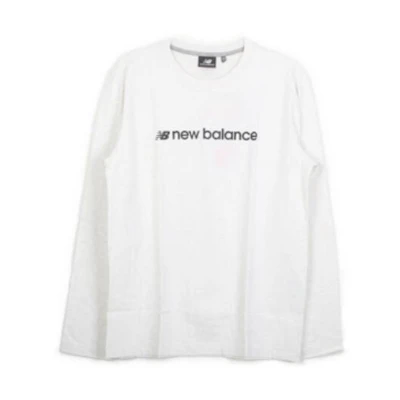 New Balance White Crewneck Long Sleeve Sweatshirt with Letter Print NBNDCB1023-33
