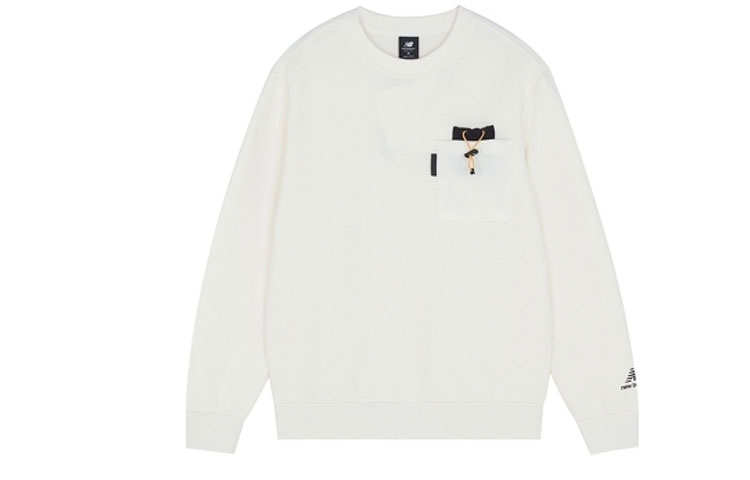 New Balance White Crewneck Pocket Sweatshirt with Minimal Logo Design AMT13388-IV