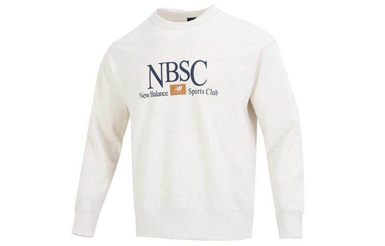 New Balance White Crewneck Pullover Sweatshirt with Letter Print AMT31556-OTH