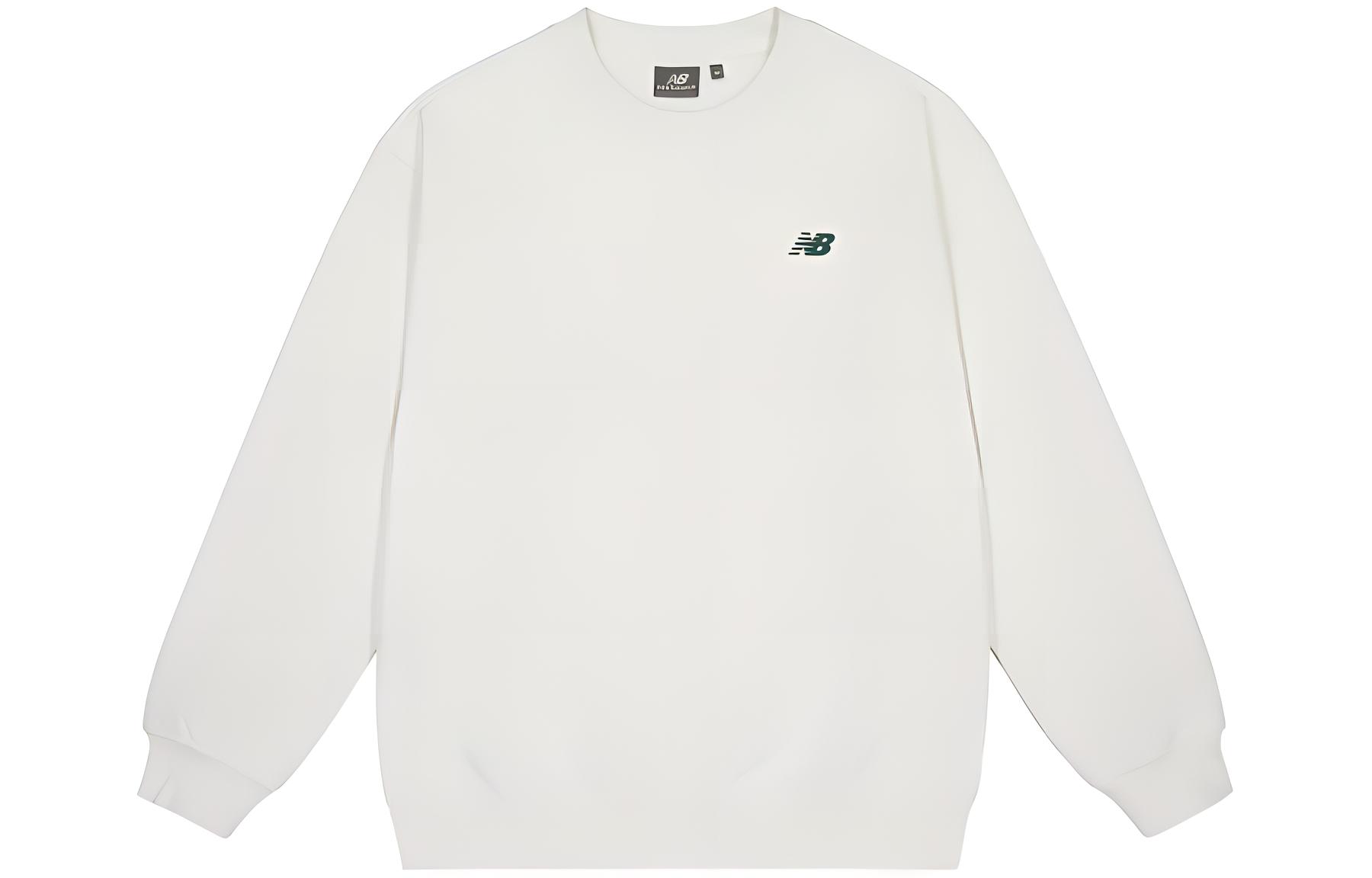 New Balance White Crewneck Pullover Sweatshirt with Back Letter Print NCD42081-IV