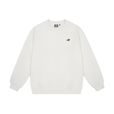 New Balance White Crewneck Pullover Sweatshirt with Back Letter Print NCD42081-IV