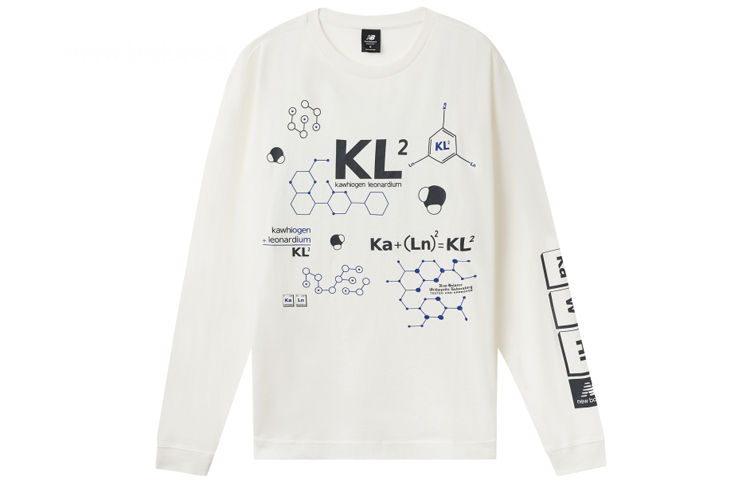 New Balance White Crewneck Pullover Sweatshirt with Chemical Element Print MT03596-SST