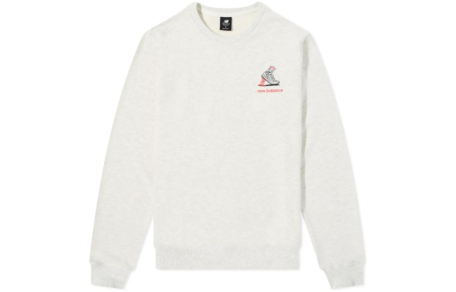 New Balance White Crewneck Sweatshirt with Cartoon Logo Embroidery MT13572-SAH