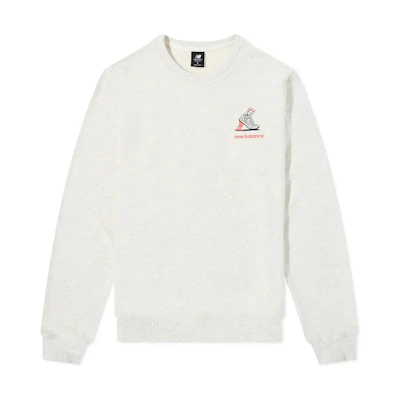 New Balance White Crewneck Sweatshirt with Cartoon Logo Embroidery MT13572-SAH