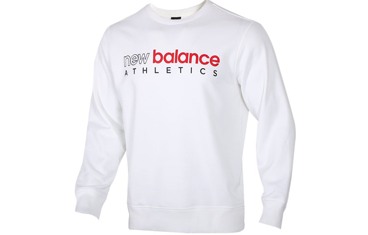 New Balance White Crewneck Sweatshirt with Letter Print Design AMT01577-WT