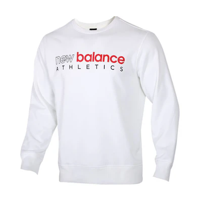 New Balance White Crewneck Sweatshirt with Letter Print Design AMT01577-WT