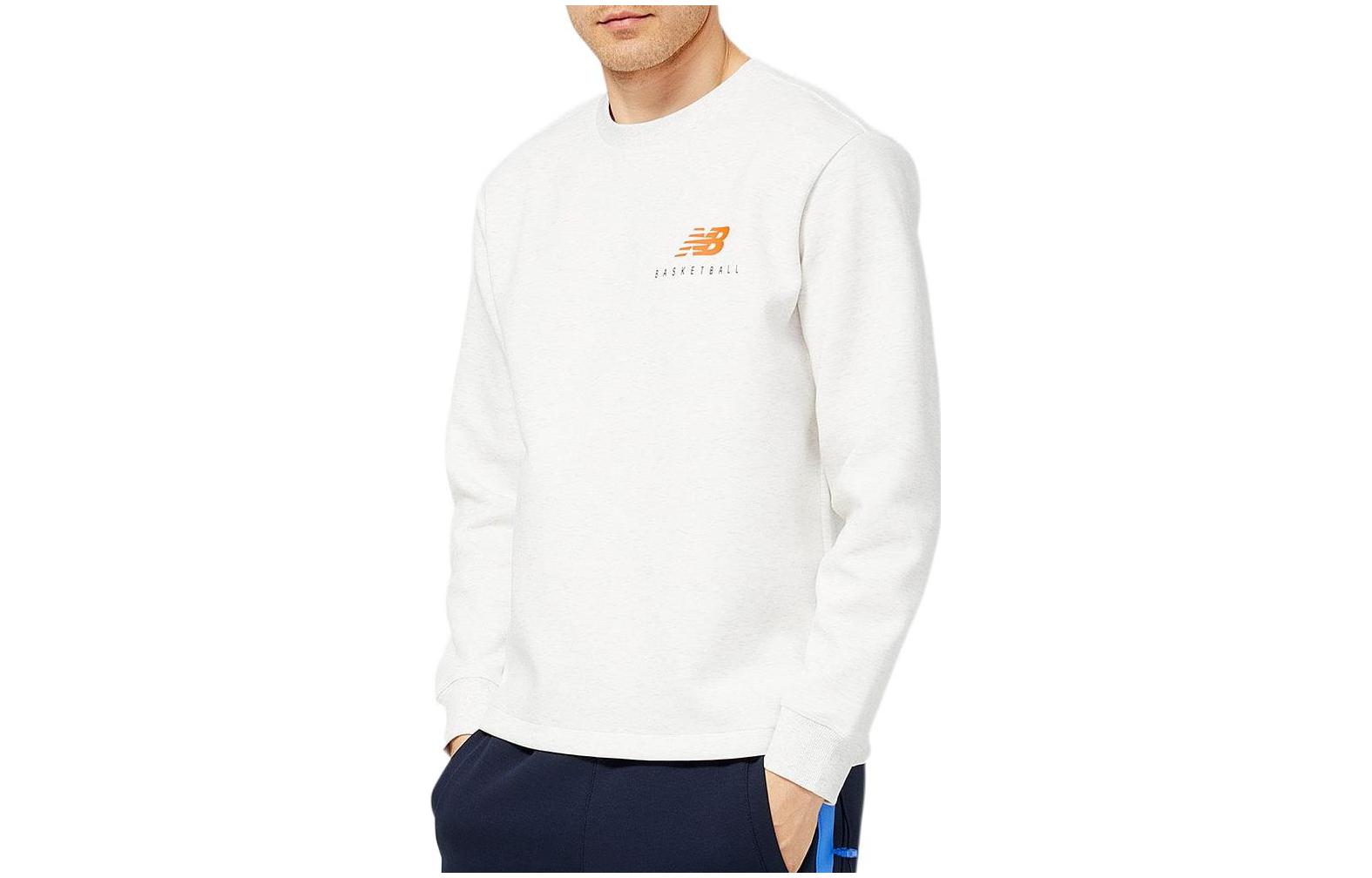 New Balance White Crewneck Sweatshirt with Logo Print MT23586-SAH