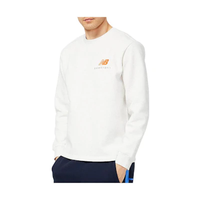 New Balance White Crewneck Sweatshirt with Logo Print MT23586-SAH