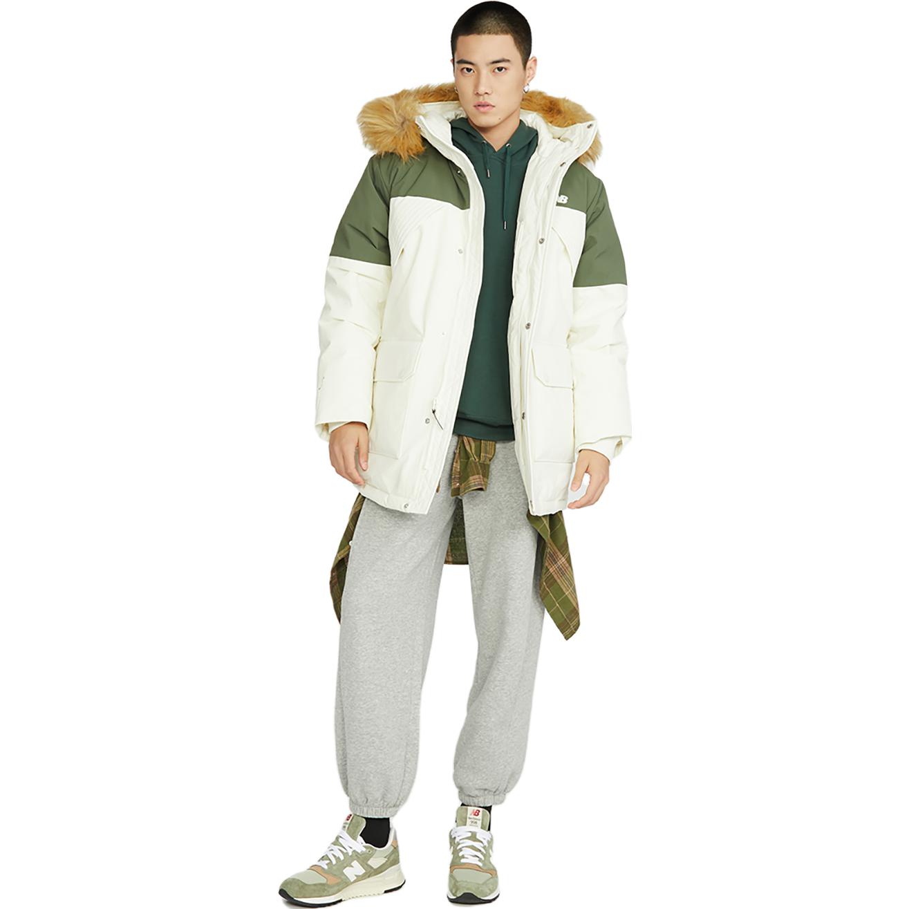 Purchase ニューバランス 白 緑 パーカー ダウンジャケット フード付き ユニセックス 冬用コート. AMJ34323-CIC