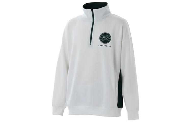 New Balance White Half-Zip Pullover Sweatshirt with Logo AMT25115-SST