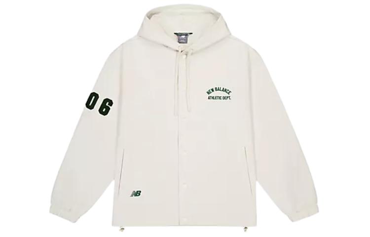 New Balance White Hoodie Jacket with Solid Lettering & Zipper AMJ41305-LIN