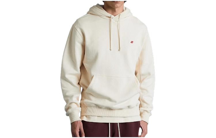 New Balance White Hoodie with Letter Print - Casual Long Sleeve Pullover NBN0D4S041-10