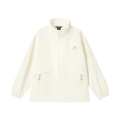 New Balance White Letter Logo Print Zip-Up Track Jacket AMJ31305-ClC