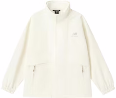 New Balance White Letter Logo Zip-Up Jacket with Stand Collar AMJ31305-ClC New Balance White Letter Logo Zip-Up Jacket with Stand Collar AMJ31305-ClC