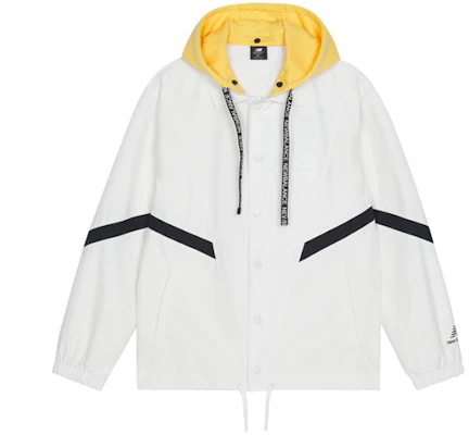 New Balance White Lightweight Logo Print Color-Block Hoodie Jacket AMJ13361-IV Buy New Balance White Lightweight Logo Print Color-Block Hoodie Jacket AMJ13361-IV