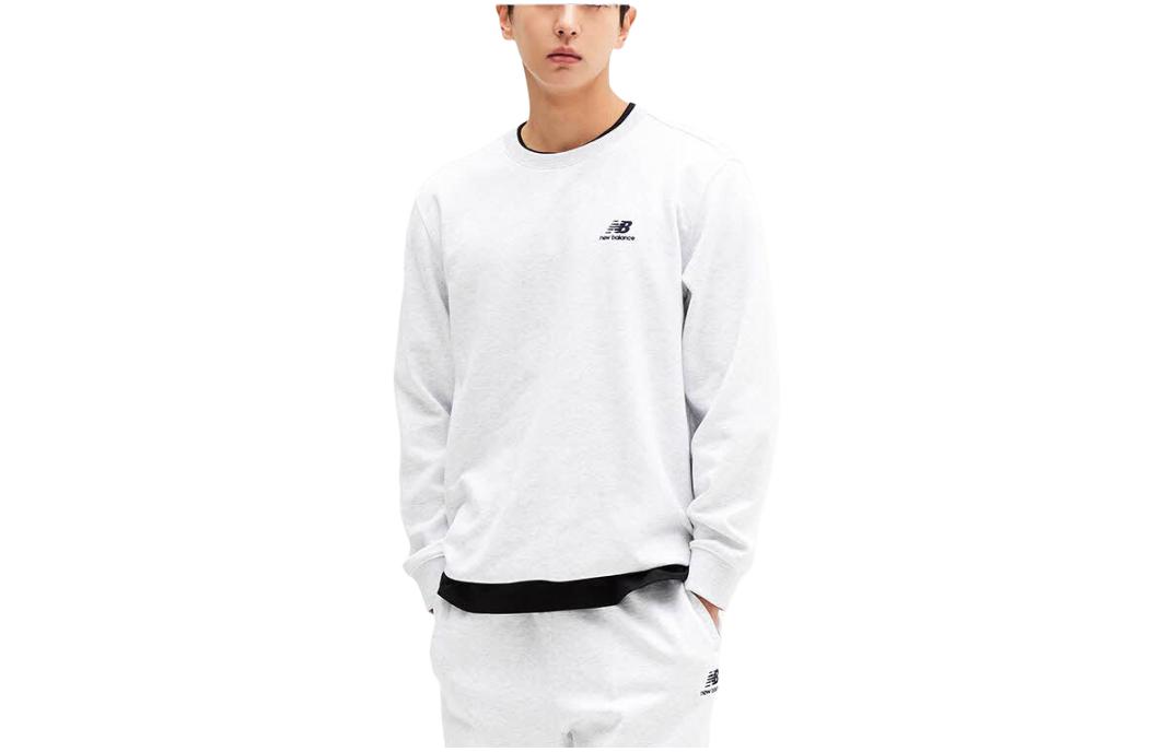 New Balance White Logo Print Crewneck Long Sleeve Sweatshirt NBNCE11013-16
