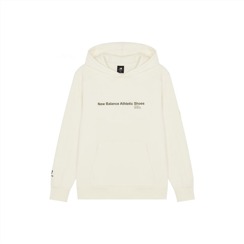 New Balance White Logo Print Crewneck Sweatshirt AMT21362-IV