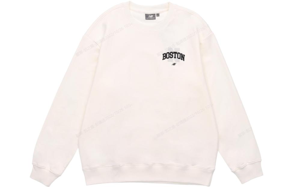 New Balance White Logo Print Crewneck Sweatshirt Unisex 5CC44343-IV