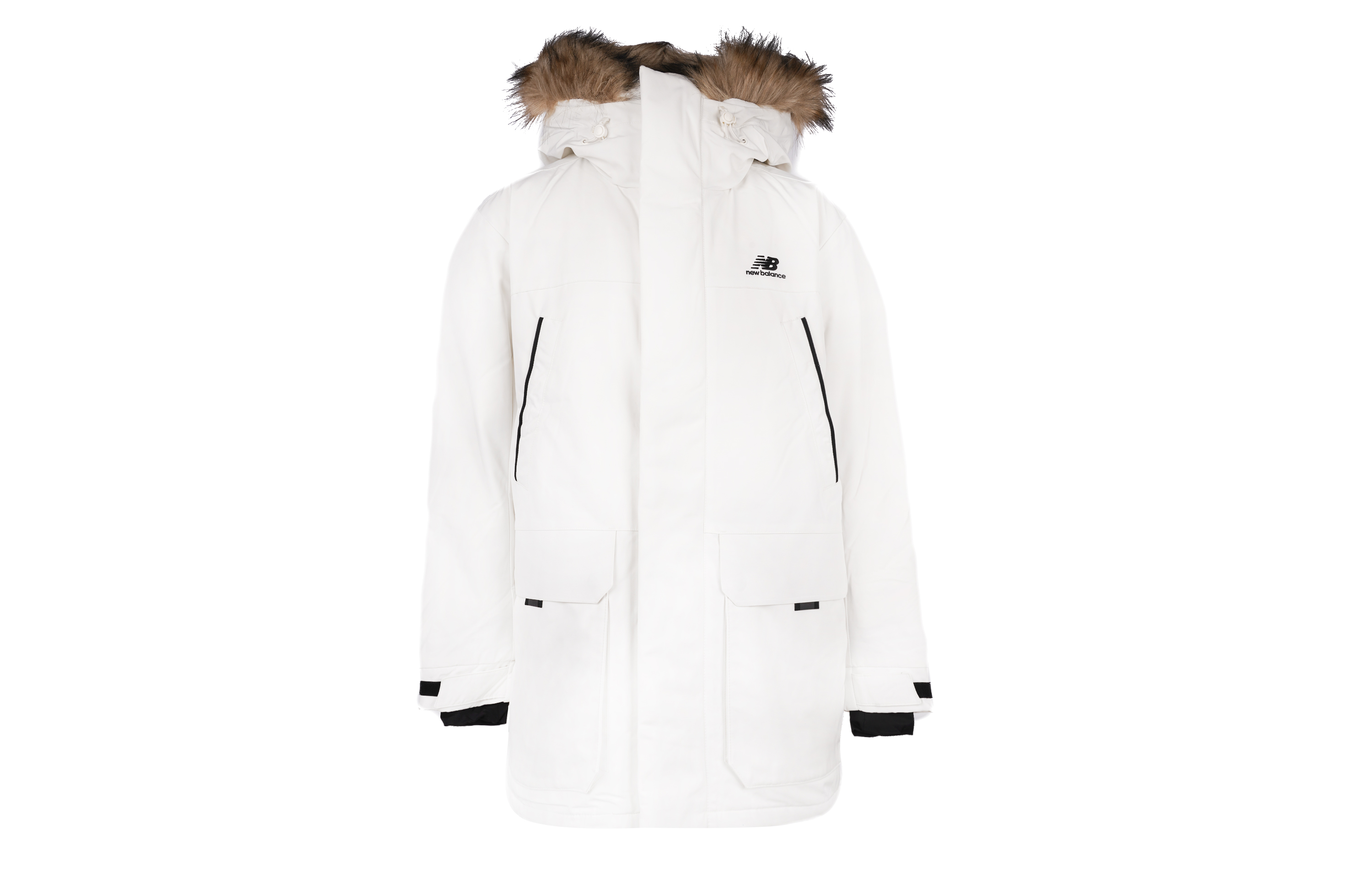 New Balance White Mid-Length Hooded Down Parka Winter Jacket NPA46011-IV