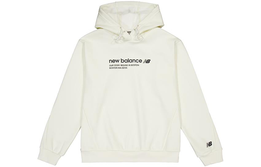 New Balance White Pullover Hoodie Casual Athletic Sweatshirt NCD46191-IV