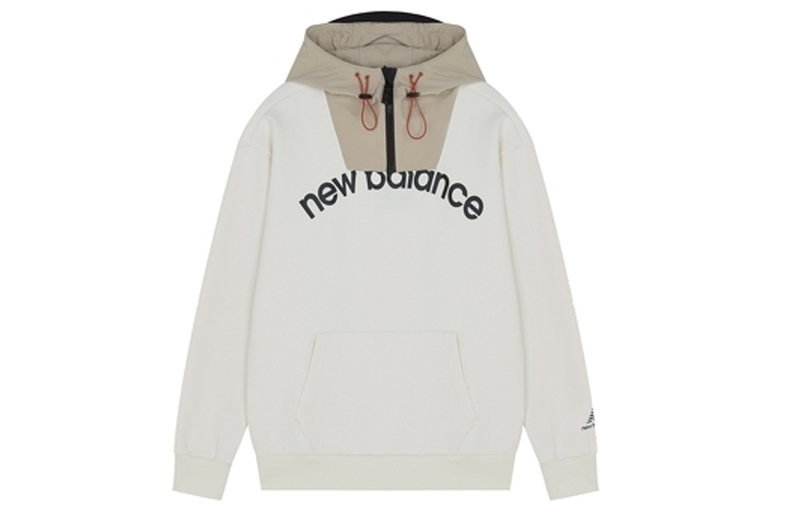 New Balance White Pullover Hoodie with Logo Print AMT13394-IV