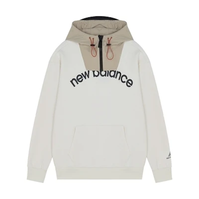 New Balance White Pullover Hoodie with Logo Print AMT13394-IV