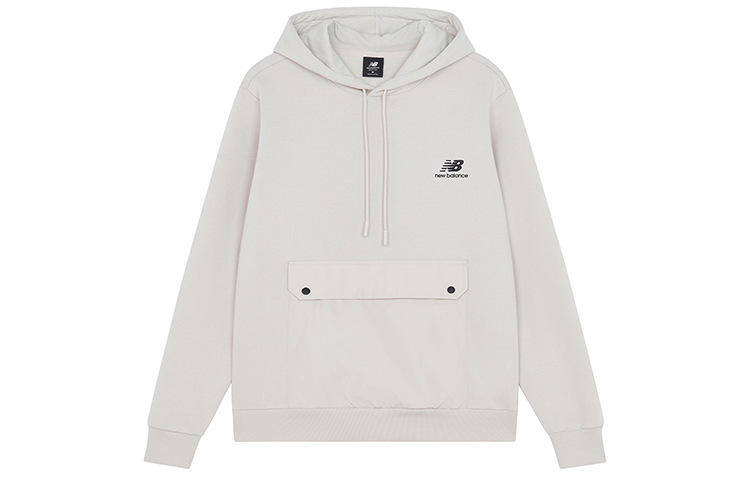 New Balance White Pullover Hoodie with Logo Print AMT14338-BE