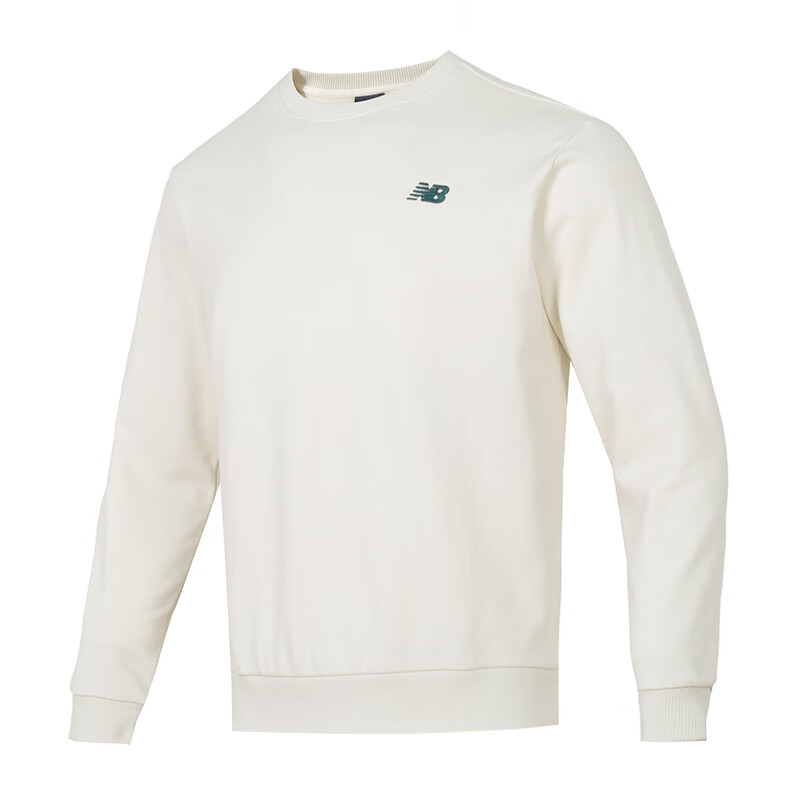 New Balance White Pullover Long-Sleeve Sweatshirt - Casual & Breathable AMT43315-CIC