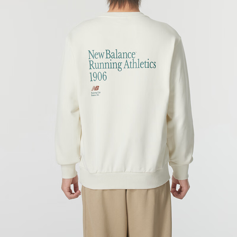 Sizing New Balance白色长袖套头衫休闲透气卫衣 AMT43315-CIC