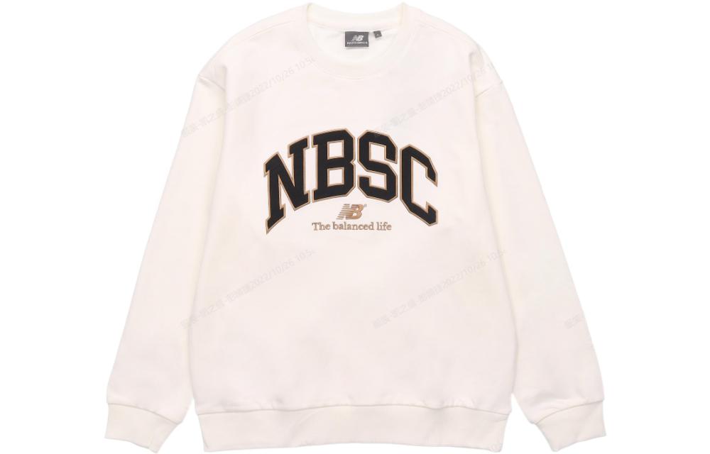 New Balance White Pullover Sweatshirt with Large Logo Print 5CC44333-IV