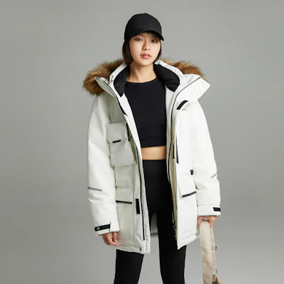 新百伦男女同款白色防风连帽羽绒服加绒内衬外套 5PC44603-IV Shop 新百伦男女同款白色防风连帽羽绒服加绒内衬外套 5PC44603-IV