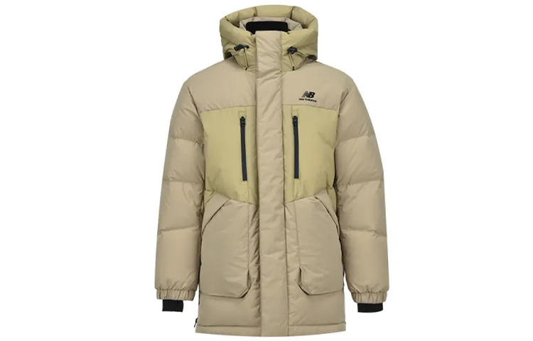 Order New Balance Winter Long Logo Printed Hooded Down Jacket - Khaki. NPA43111-BEI