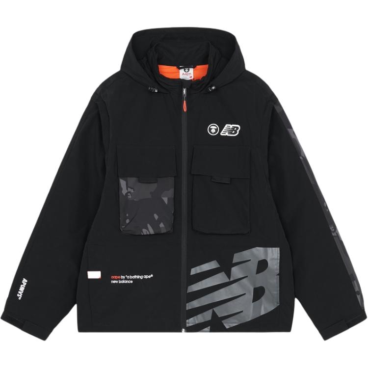 New Balance x Aape Logo Patch Multi-Pocket Hoodie Jacket  Black. PJKM9468