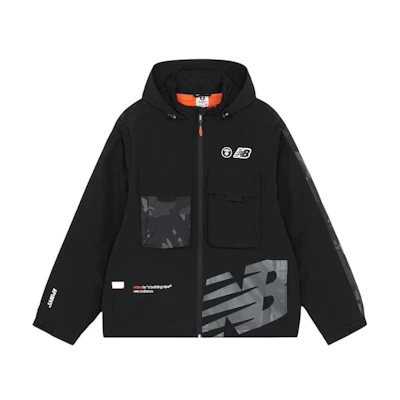 New Balance Aape Logo Patch Multi-Pocket Hoodie Jacket Black. PJKM9468