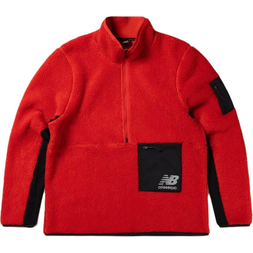 New Balance Aries Logo Pocket Pullover Half-Zip Jacket Red Style MT13267-BM