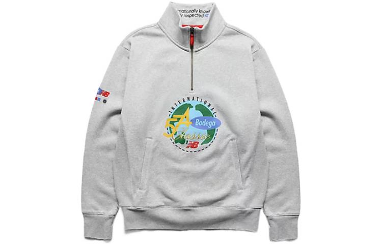 New Balance Bodega Graphic Half-Zip Pullover Sweatshirt Grey MT13540AG