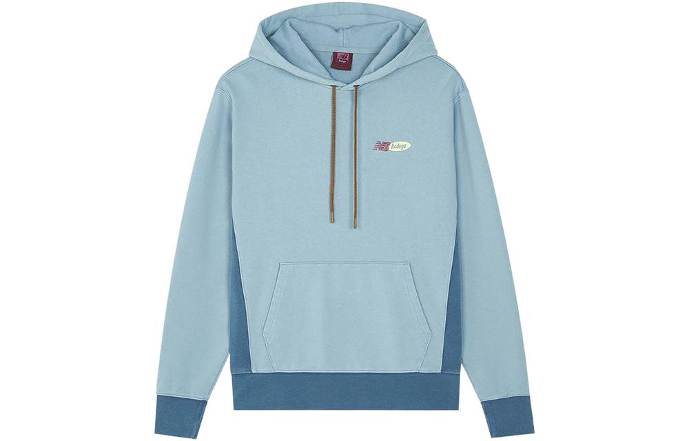 New Balance Bodega Hoodie Blue Colorblock Logo Print Pullover for Men MT21582