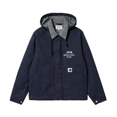 New Balance Carhartt WIP Navy Hooded Button-Zip Jacket MJ21560-ECL