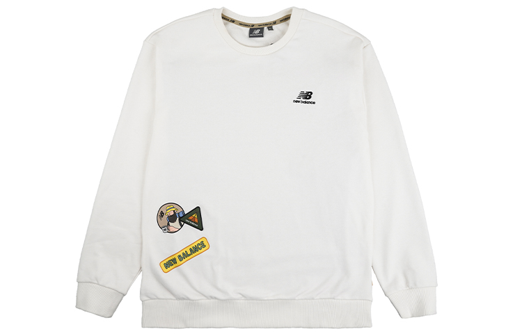 New Balance JHI Cartoon Print Pullover Sweatshirt White Unisex Couples' Style NCA89073-IV