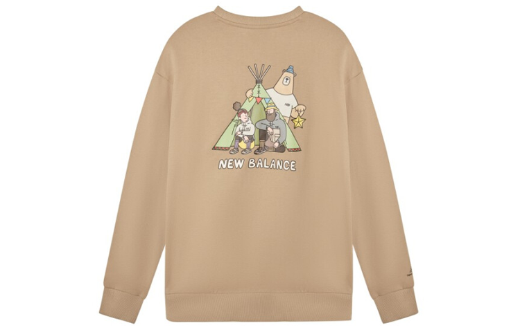 New Balance JHI Collab Brown Crewneck Sweatshirt Unisex Casual Sportswear NCA89053-BEI